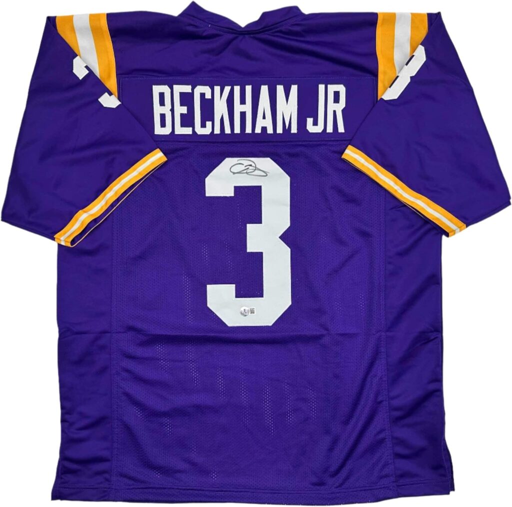 Autographed/Signed Odell Beckham Jr. LSU Purple College Football Jersey JSA COA