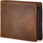 Vintage Top Grain Leather Wallet for Men Gift Box Top Grain Leather Minimalist Wallet for Men RFID Blocking Vintage Handmade Card Holder Bifold Slim Wallet Gift Box