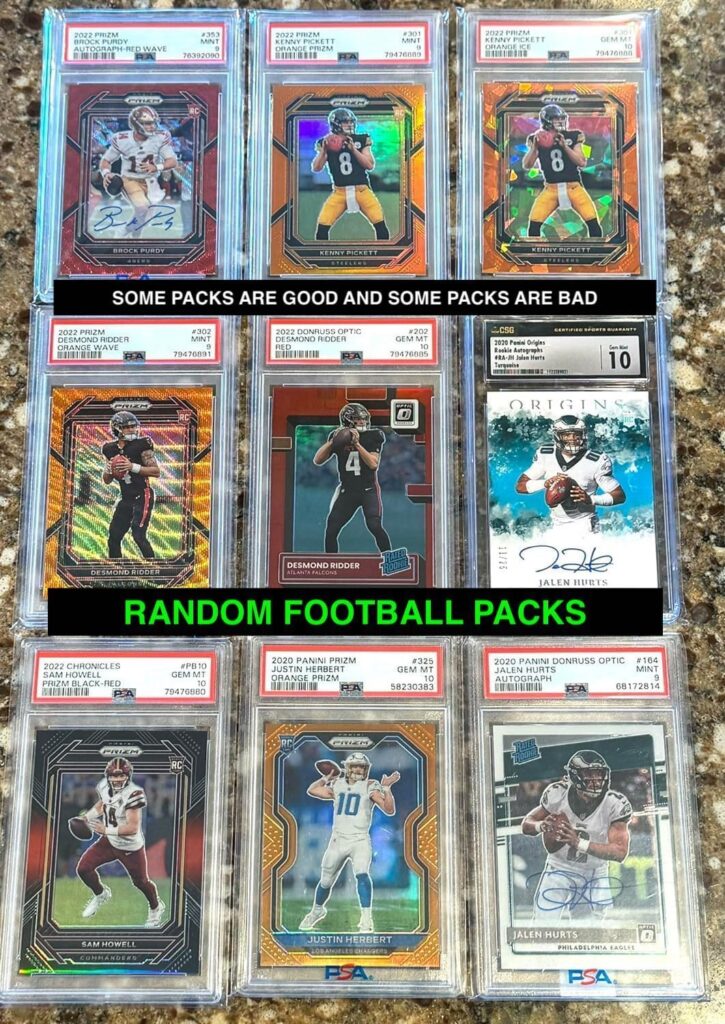Football Hot Packs – 15 Cards – 7 Rookies – Look for Autos – Mem – 1/1