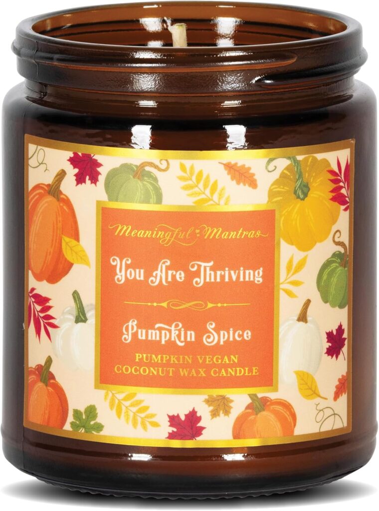 Pumpkin Spice Fall Aromatherapy Candle Non-Toxic Long Lasting | 100% Real Essential Oils, Coconut Wax, Handmade with Love 8oz
