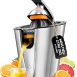 Zulay Electric Citrus Juicer – Makes Fresh Orange, Lemon, Grapefruit, Lime Juice – Stainless Steel, 160W Powerful & Quiet, Interchangeable Cones -Filters Out Seeds & Pulp- Dishwasher Safe Parts- Black
