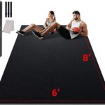 Large Exercise Mat for Home Workout,12‘x6’/10’x6’/9’x6’/8’x6’/7’x5’/6’x4′ (7mm) Extra Thick Workout Mat, High-Density Gym Mat for Cardio, Jump Rope, MMA, Weights (Shoe-Friendly)