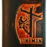 Mens Handcrafted Leather Trifold Wallet Lineman