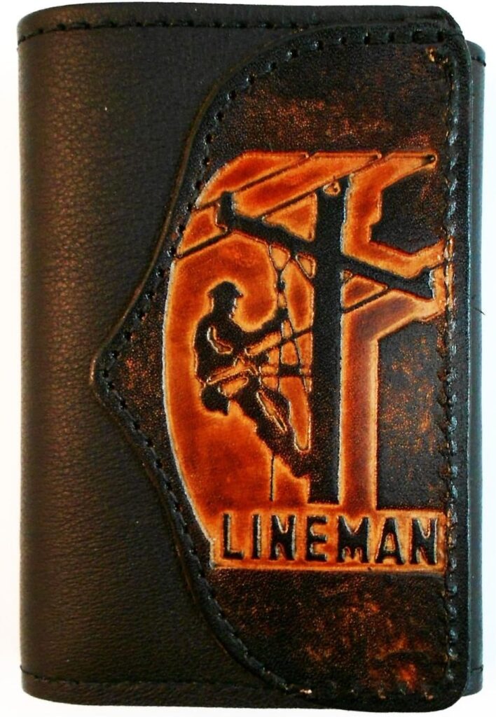 Mens Handcrafted Leather Trifold Wallet Lineman