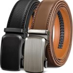 BULLIANT Men Belts 2 Pack,Ratchet Sliding Belt Adjustable For Gift Mens Dress Casual 1 3/8″,Cut for Fit