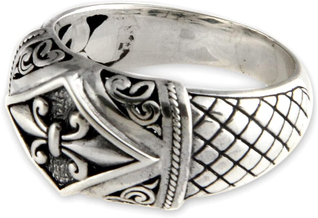 NOVICA Artisan Handmade .925 Sterling Silver Ring Indonesian Domed ‘Fleur De Lis’