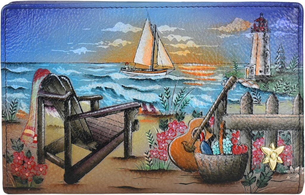 Anuschka Women’s Original Hand-Painted Genuine Leather RFID Blocking Two Fold Wallet