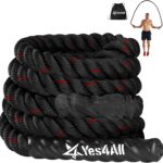 Yes4All Weighted Jump Rope, 2.8LB Heavy Skipping Rope with Anti-Slip Double Layer Handle & Protective Sleeve for Fitness, Cardio, Muscle Training – Carry Bag Included