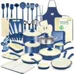 Nutrichef 54 Piece Professional Grade Complete Home Kitchen Cookware Set, Ceramic Non-Stick Bakeware, Pot and Pans Kit, Cool-Touch Handles, Safe for Gas, Electric, Induction Cooktops, Easy Clean
