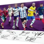 Framed Soccer Champion Superstar Group Photo Messi,Ronaldo,Mbappé,Signed Poster For Kids Room Bedroom Wall Decor-Picture Canvas Art Prints For Man Teens Boys Fans Gifts