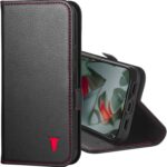 TORRO Leather Case Compatible with Google Pixel 10 Pro XL 6.8” 2025 – Premium Leather Wallet Case with Kickstand and Card Slots (Black with Red Detail)