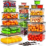 40 PCS Food Storage Containers with Lids Airtight, 100% Leakproof Plastic Meal-Prep Containers Reusable(20 Containers & 20 Lids),Microwave and Dishwasher Safe, Includes Labels & Pen