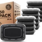 Freshware Meal Prep Containers [50 Pack] 1 Compartment Food Storage Containers with Lids, Bento Box, BPA Free, Stackable, Microwave/Dishwasher/Freezer Safe (16 oz)