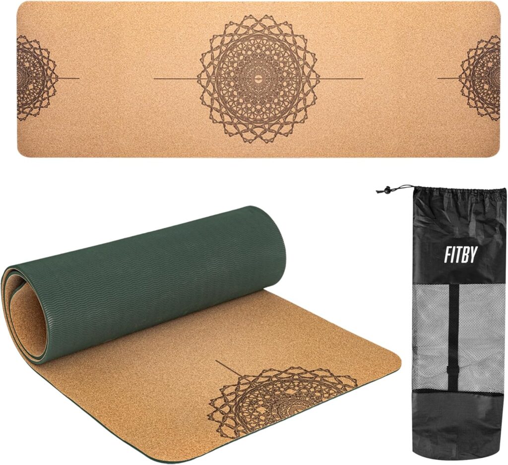 Workout Mat with Strap Carrier- Yoga Mat- Lightweight Exercise Mat- Thick Yoga Mats For Home Workout & Gym- Non-slip Texture Mat For Exercise- 6mm, 72″x24″ Workout Mat by Fitby