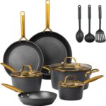 GRANITESTONE 14 Pc Induction Cookware Sets, Kitchen Pots and Pans Set Non Stick, Kitchen Cookware Sets, Nonstick Cookware Set, Non Stick Pots and Pan Set, Hard Anodized, Oven and Dishwasher Safe