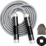 1LB Weighted Jump Ropes for fitness Women Men, Aluminum Handles for MMA, Boxing, CrossFit, Weight-loss Workouts, Tangle-Free Ball Bearing Rapid Speed Skipping Jump Rope with Adjustable 9mm Cotton & PVC Cord