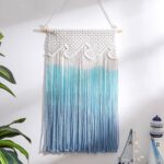 Bucherry Beach Wave Hanging Tassels Decor 16″ x 26″ Ocean Macrame Wall Hanging Coastal Tapestry Wall Art for Beach Themed Seafaring Living Room Bedroom Home Decoration