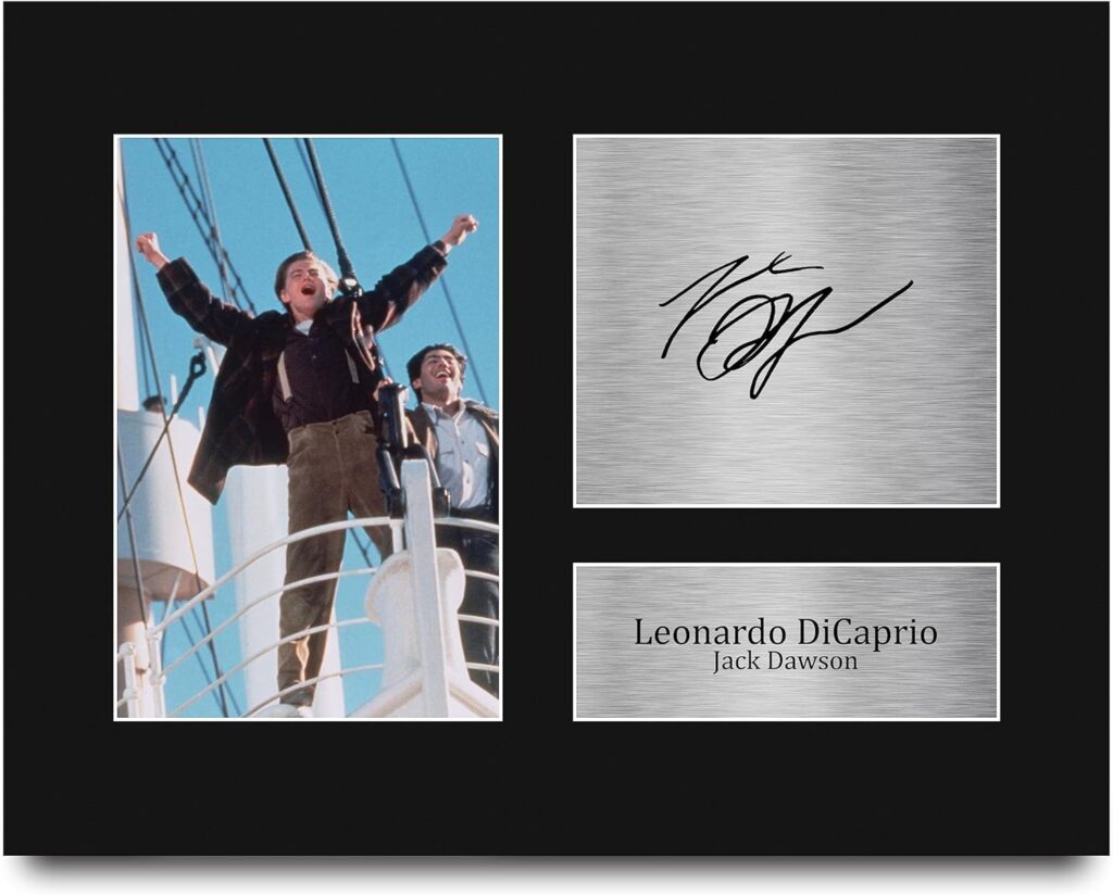 HWC Trading Leonardo DiCaprio Titanic Gifts Printed Signed Autograph Picture for Movie Memorabilia Fans – US Letter Size