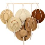 ZYP Macrame Hat Hanger Boho Hat Rack for Wall Hat Holder Display Organizer Bobo Hanging Hat Organizer Storage for Wide Brim Hats