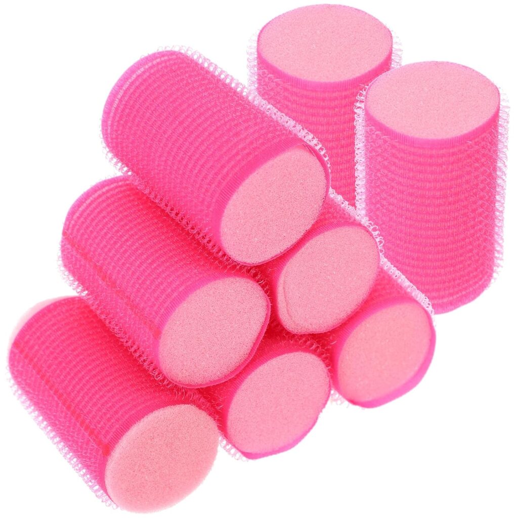 Uonlytech 8Pcs Hair Sponge Curlers Hair Rollers Set Self Grip Foam Hair Rollers Hairdressing Tools for Women Girls Long Hair, Rose Red