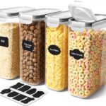 Utopia Kitchen Cereal Containers Storage Set – 4 Pack 4L Airtight Food Storage Containers with Lids, BPA-Free Cereal Dispensers for Pantry Organization and Storage (Clear)