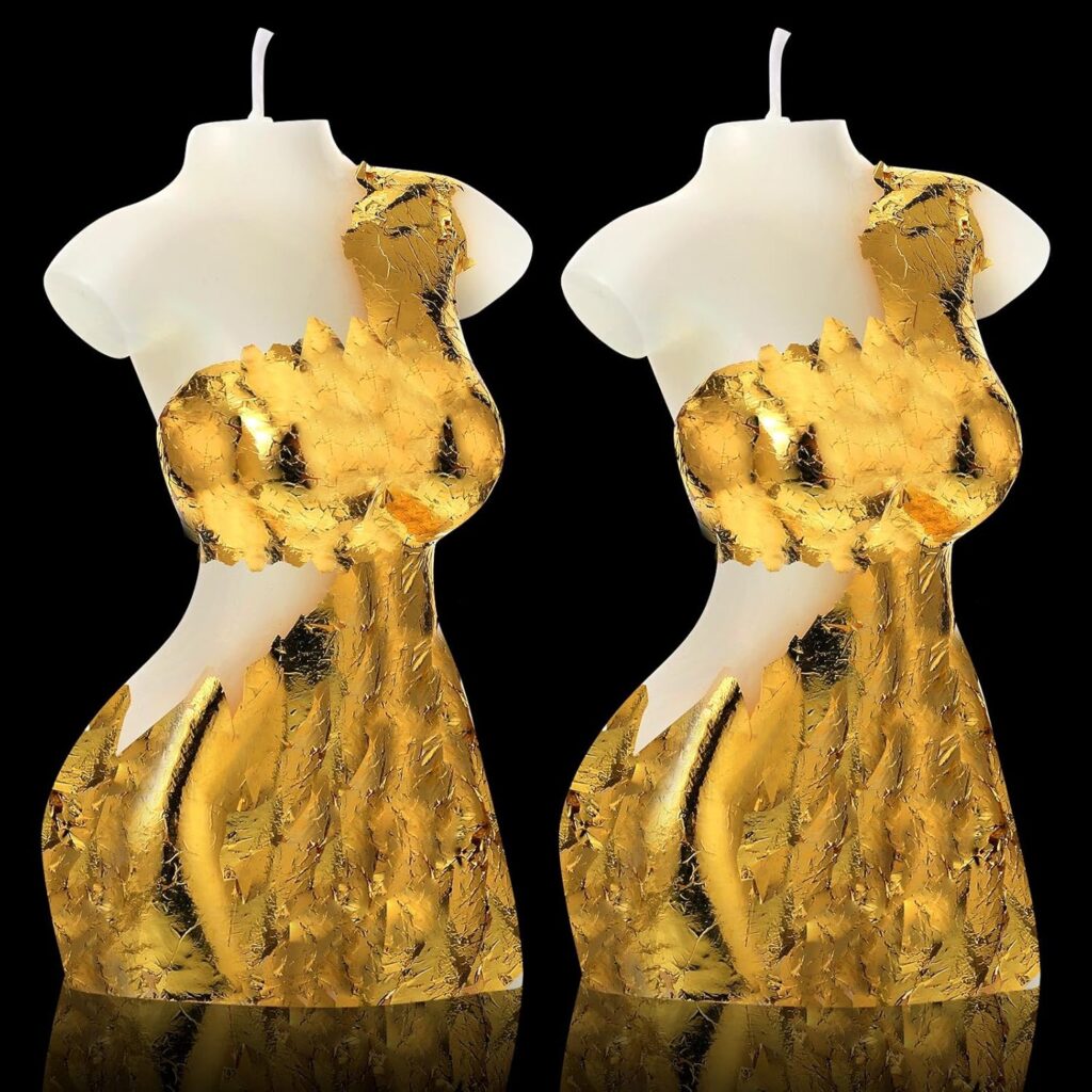Nuanchu 2 Pcs Female Shaped Soy Wax Scented Candle Woman Bust Candle Handmade Scented Decorative with Gold Foil for Bedroom Bathroom Wedding Decor(Aesthetic,White)
