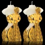 Nuanchu 2 Pcs Female Shaped Soy Wax Scented Candle Woman Bust Candle Handmade Scented Decorative with Gold Foil for Bedroom Bathroom Wedding Decor(Aesthetic,White)