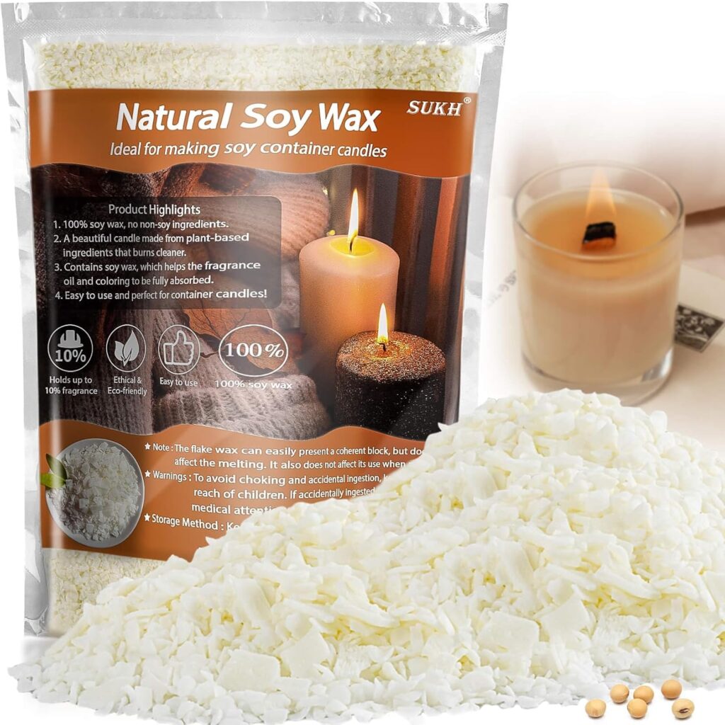 Sukh Soy Wax for Candle Making – Natural Soy Wax Flakes Pure Cera para Velas Candle Making No additives Supplies for Container,Cup,Scented,DIY