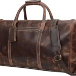 Leather 24 Inch Duffle Bag for Men and Women Large Carry On Luggage Weekender Travel Overnight Gym Sports Bag for Airplanes