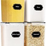 4 Pack Large Airtight Food Storage Containers with Lids (5.2L / 176oz), BPA Free Plastic Kitchen and Pantry Organization Contianers for Cereal Flour and Sugar Storage, Labels & Marker