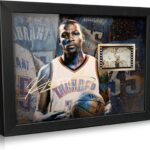 ORIMAMI Basketball Kevin Durant Poster Desktop Framed Photo Gift 8×6 Inches,with Signed and 1x35mm Film Mini Cell Display,Great Basketball Room Decor Gifts for Boys/Men