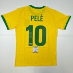 Autographed/Signed Pele Brazil Yellow Soccer Futbol Jersey Beckett BAS COA Auto #2