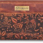 VALENCHI Women’s Leather Wallet – RFID Blocking Wallet – Ladies Clutch Hand Purse With Card Holder Slots (Vintage Cognac Flower LW07)