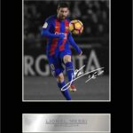 Lionel Messi Barcelona Signed Mounted Photo Display
