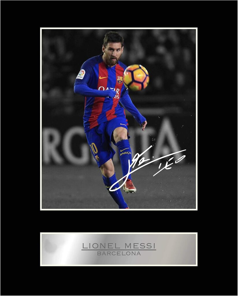 Lionel Messi Barcelona Signed Mounted Photo Display