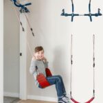 Gym1 Doorway Swing & Pull-Up Bar Gym – 2-Piece, Red – Sensory Swing with Rings & Rope Ladder for Kids – Indoor Playset & Kids Workout Equipment