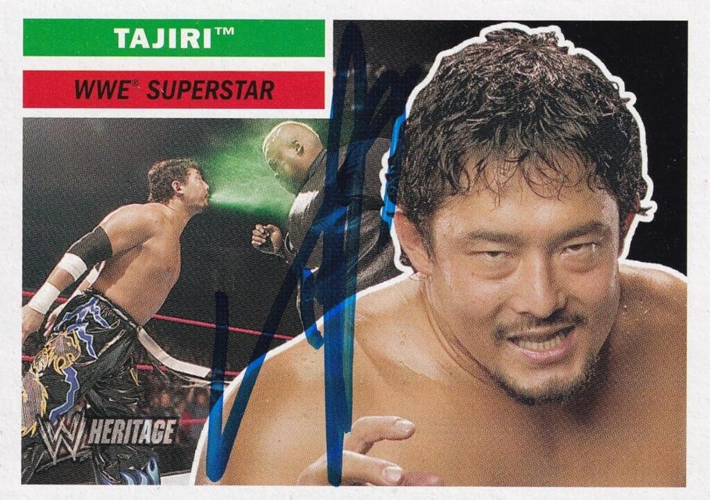 Yoshihiro Tajiri Signed 2005 Topps Heritage WWE Card #28 Pro Wrestling Autograph – Autographed Wrestling Cards