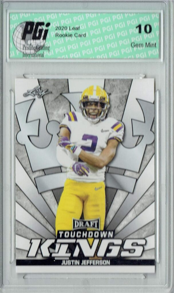 Justin Jefferson 2020 Leaf Draft Football #87 Touchdown Kings Rookie Card PGI 10