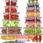 36-Piece Food Storage Containers with Lids(18 Container & 18 Lid), Plastic Food Containers for Pantry & Kitchen Storage and Organization, BPA-Free, Leak Proof, Reusable with Labels & Pen
