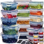 48Pcs Food Storage Container Set kitchen organizers Meal Prep Containers Lock Lids Reusable Plastic Lunch Box Snack Salad Containers 24 Boxes and 24 Lids Pantry and Kitchen Organization