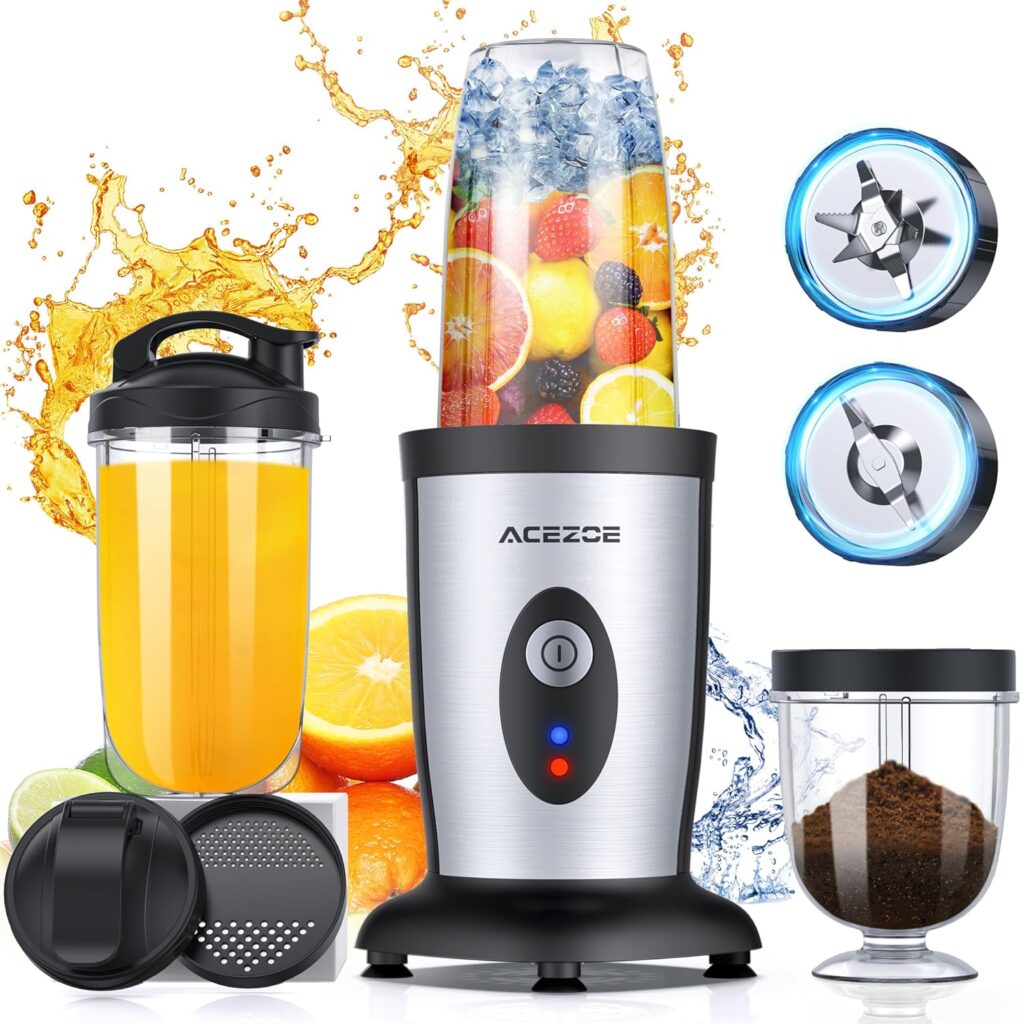 Personal Blender Shakes and Smoothies, 3D 6-leafs, 850W Portable Blender, One-Button Mixer, 2x17oz Personal Blenders Bottle, BPA Free Kitchen, baby food, Grinding, Juice