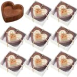 8 Sets Wedding Favors Wood Heart Candle Bowls Bridal Shower DIY Heart Shaped Dough Bowl Christmas Candles Gifts for Guests Wedding Baby Shower Birthday Party