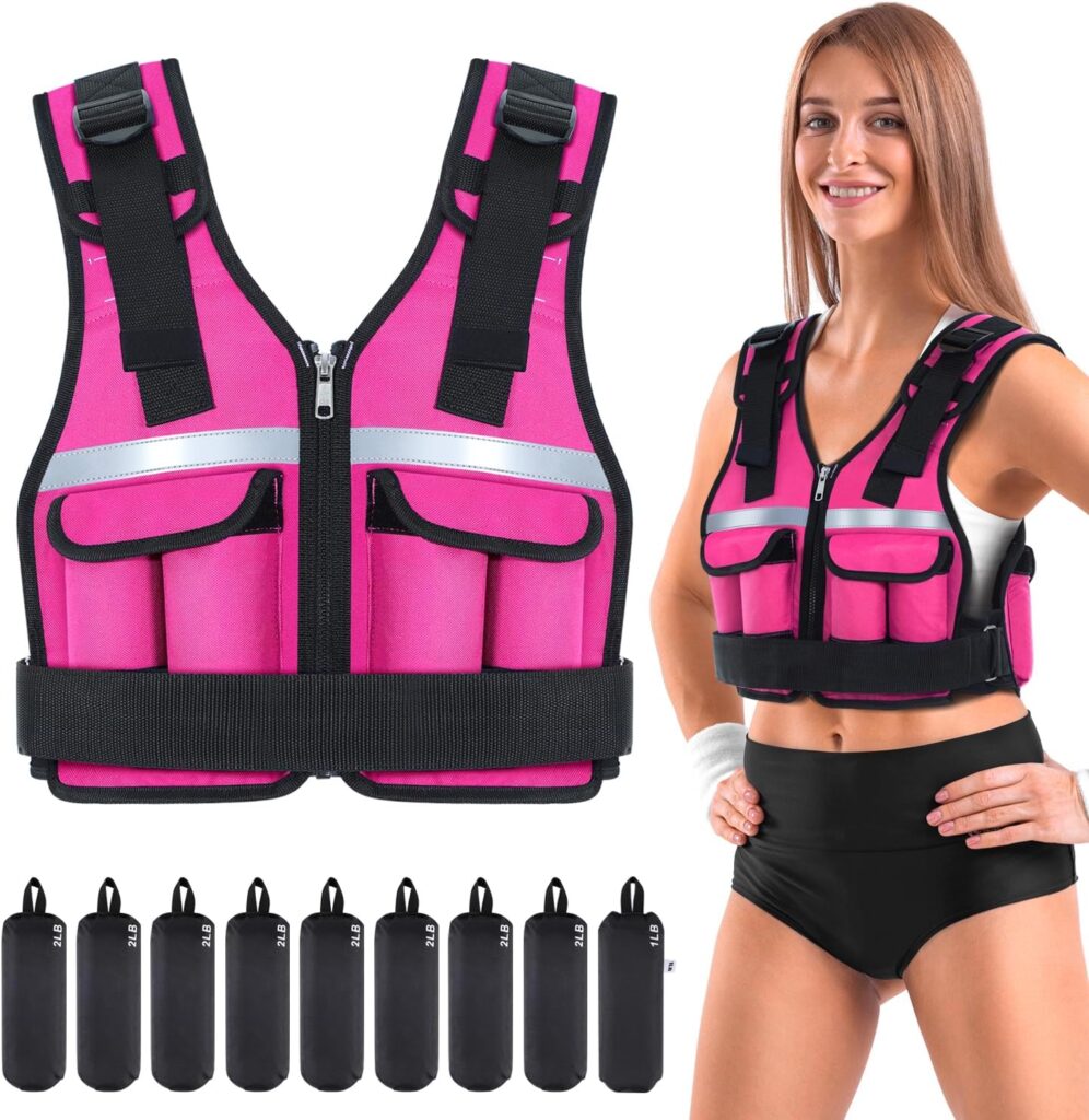 Sportneer Adjustable Weighted Vest Weights: 2-18 lbs/2-40 lbs Washable Weight Vest for Walking 16 In 1 Fast Adjust Rucking Vest for Women and Men Home Gym Running Jogging Strength Training Vests