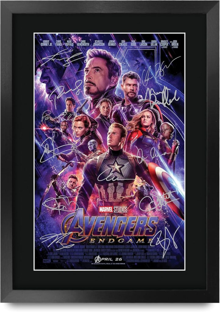 HWC Trading Avengers Endgame 16 x 12 inch Gifts Printed Poster Signed Autograph Picture for Movie Memorabilia Fans – 16″ x 12″ Framed