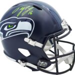 Tyler Lockett Autographed S.e.a.t.t.l.e Seahawks Blue Full Size Speed Replica Football Helmet MCS Holo Stock #236376