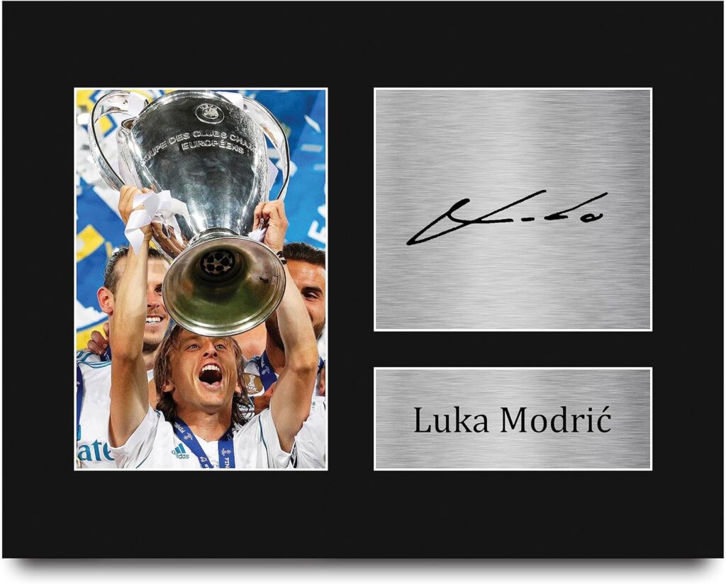 HWC Trading Luka Modric Gifts Signed Printed Autograph Real Madrid Photo Display – US Letter Size