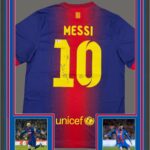 Framed Autographed/Signed Lionel Leo Messi 35×39 FC Barcelona Soccer Jersey Beckett BAS COA