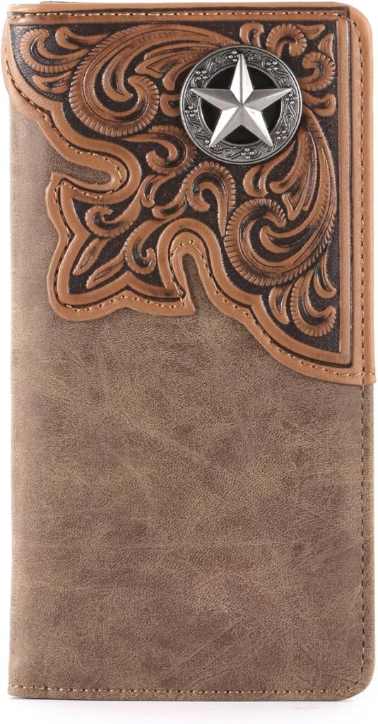 Montana West Western Wallet for Men Long Bifold Wallet with Card Slots RFID Blocking Cowboy Vintage Checkbook Wallet Gift for Men