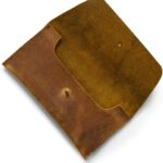 Leather Cash Envelope Wallet – Full Grain Cowhide, 8×4 Inch, Handcrafted with Antique Brass Hardware & Wax Thread – Tan