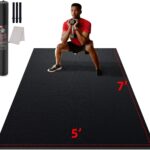 Large Exercise Mat for Home Workout,12‘x6’/10’x6’/9’x6’/8’x6’/7’x5’/6’x4′ (7mm) Extra Thick Workout Mat, High-Density Gym Mat for Cardio, Jump Rope, MMA, Weights (Shoe-Friendly)